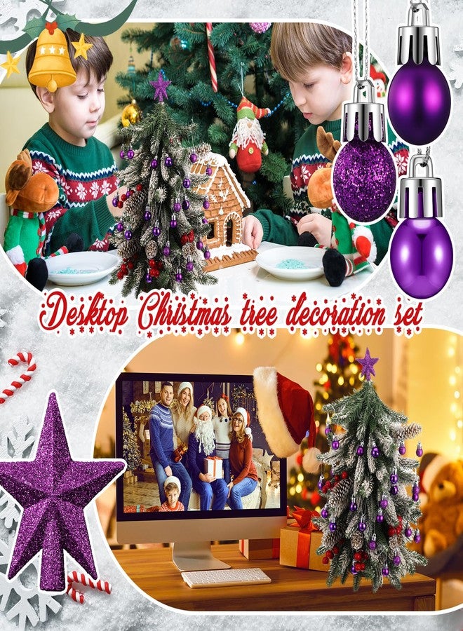 RoundFunny 25 Pcs Mini Christmas Balls Ornaments Set 0.79 Inch Christmas Day Ball Topper Star Tree Hanging Ornaments for Party Decoration(Purple) - Image 5